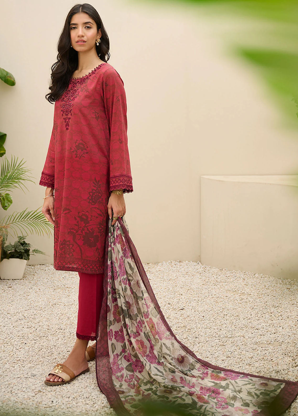 Dhanak Summer Basics Unstitched Collection 2023 DU-3152 REDISH-PLUM