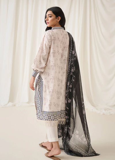 Dhanak Unstitched Monochrome Collection 2023 DU-3164 OFF-WHITE