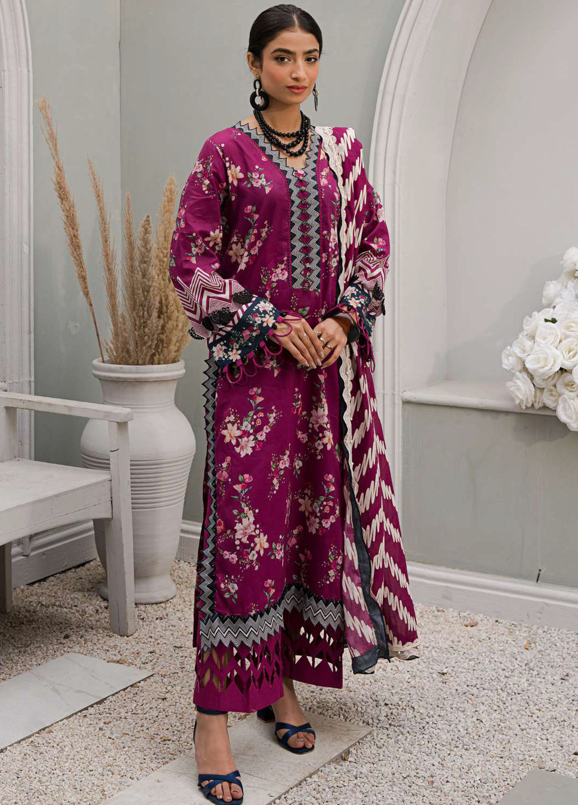 Elaf Embroidered Lawn Suits Unstitched 3 Piece EF23L EPP-03A - Summer Collection