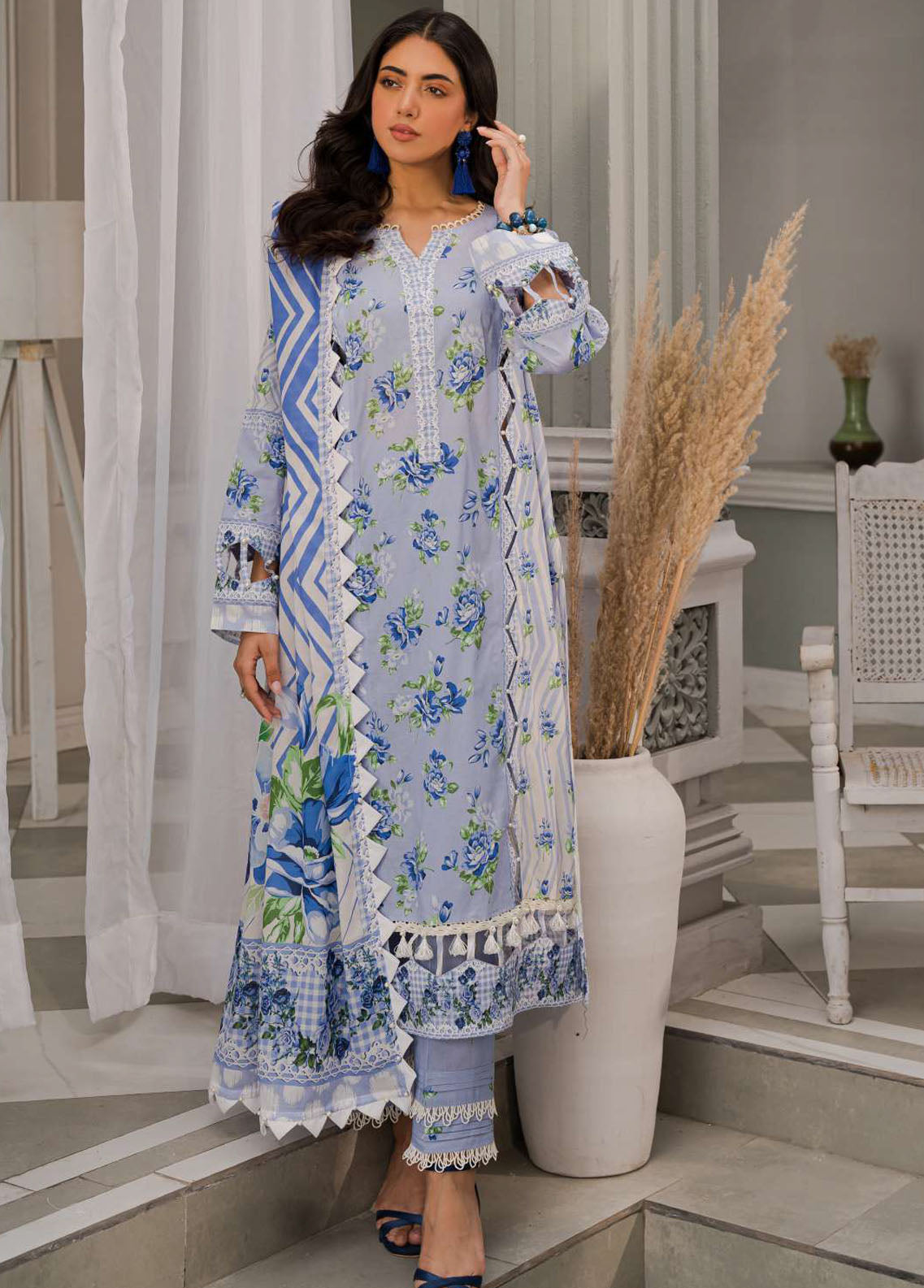 Elaf Embroidered Lawn Suits Unstitched 3 Piece EF23L EPP-04A - Summer Collection