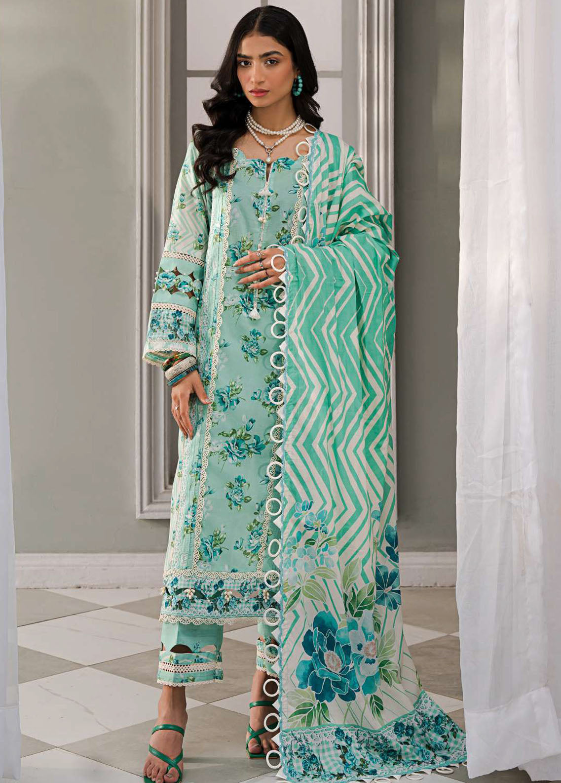 Elaf Embroidered Lawn Suits Unstitched 3 Piece EF23L EPP-04B - Summer Collection