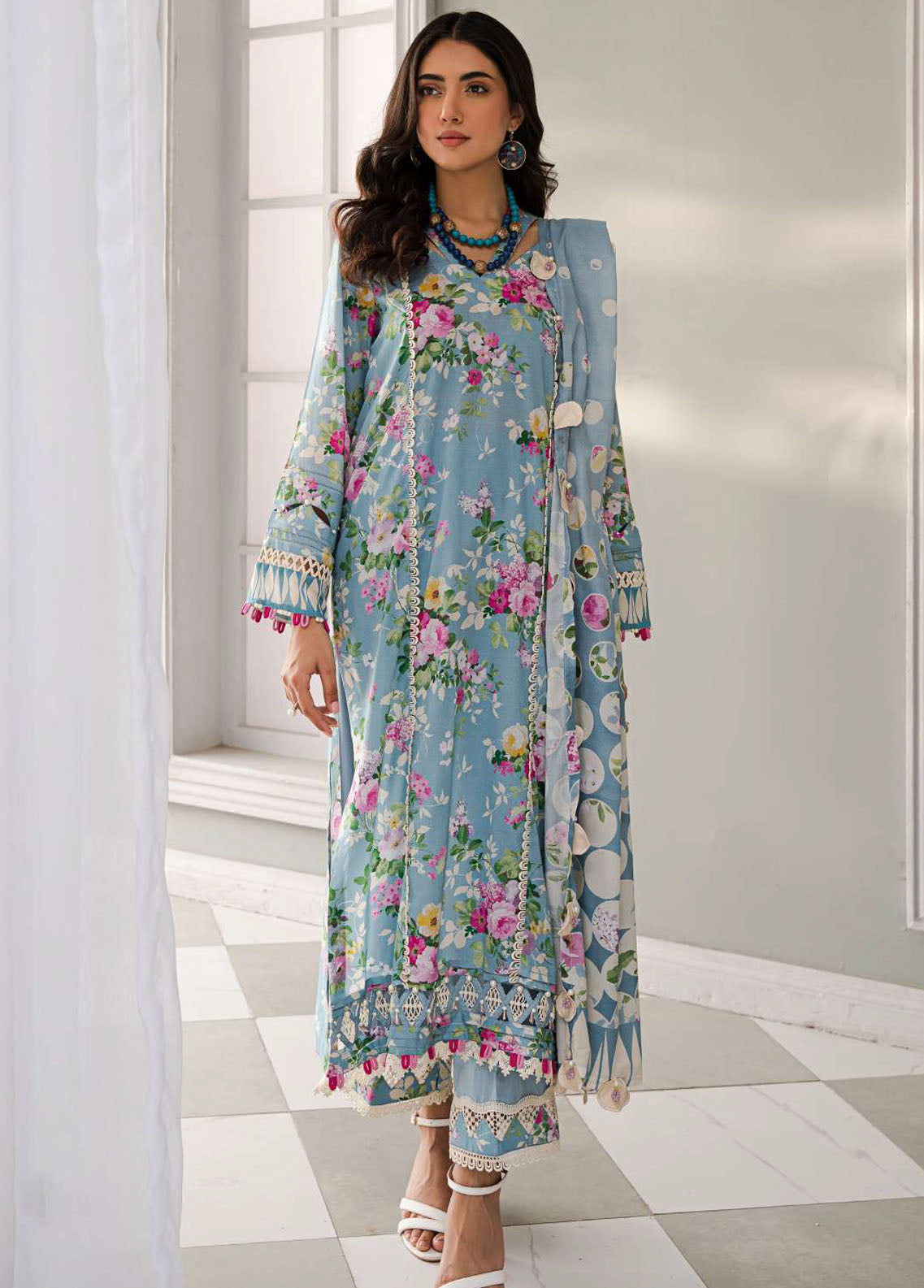 Elaf Embroidered Lawn Suits Unstitched 3 Piece EF23L EPP-05B - Summer Collection