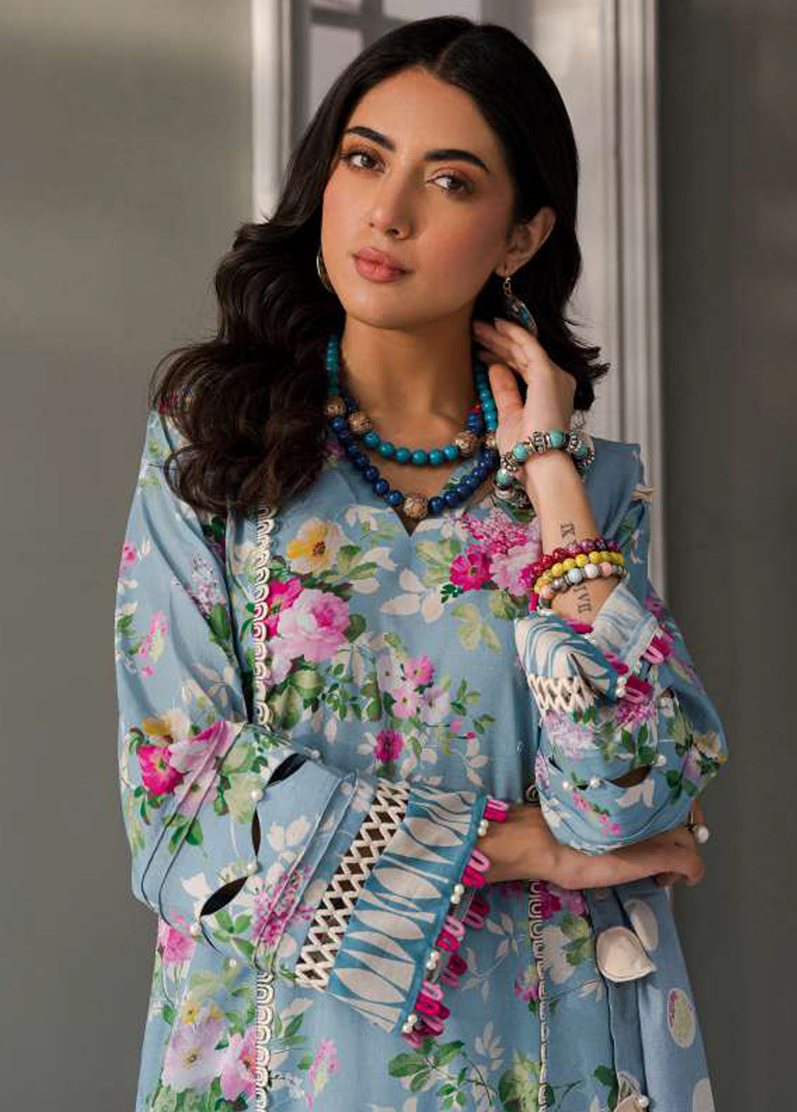 Elaf Embroidered Lawn Suits Unstitched 3 Piece EF23L EPP-05B - Summer Collection