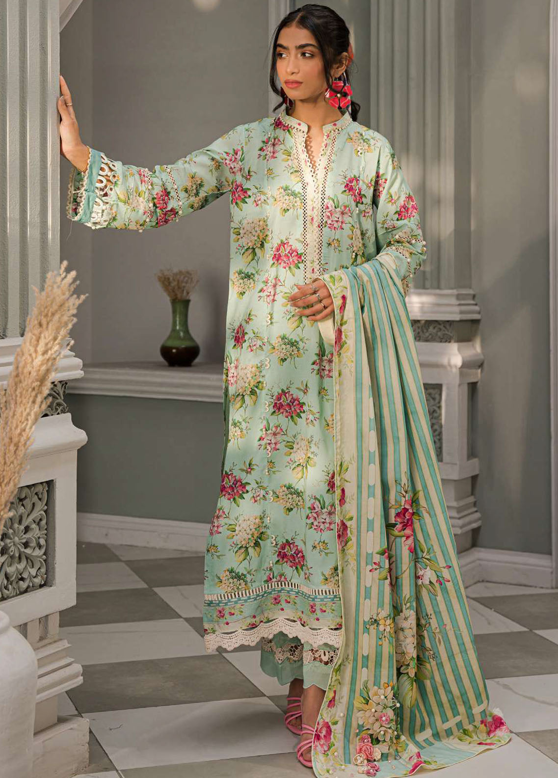 Elaf Embroidered Lawn Suits Unstitched 3 Piece EF23L EPP-06B - Summer Collection