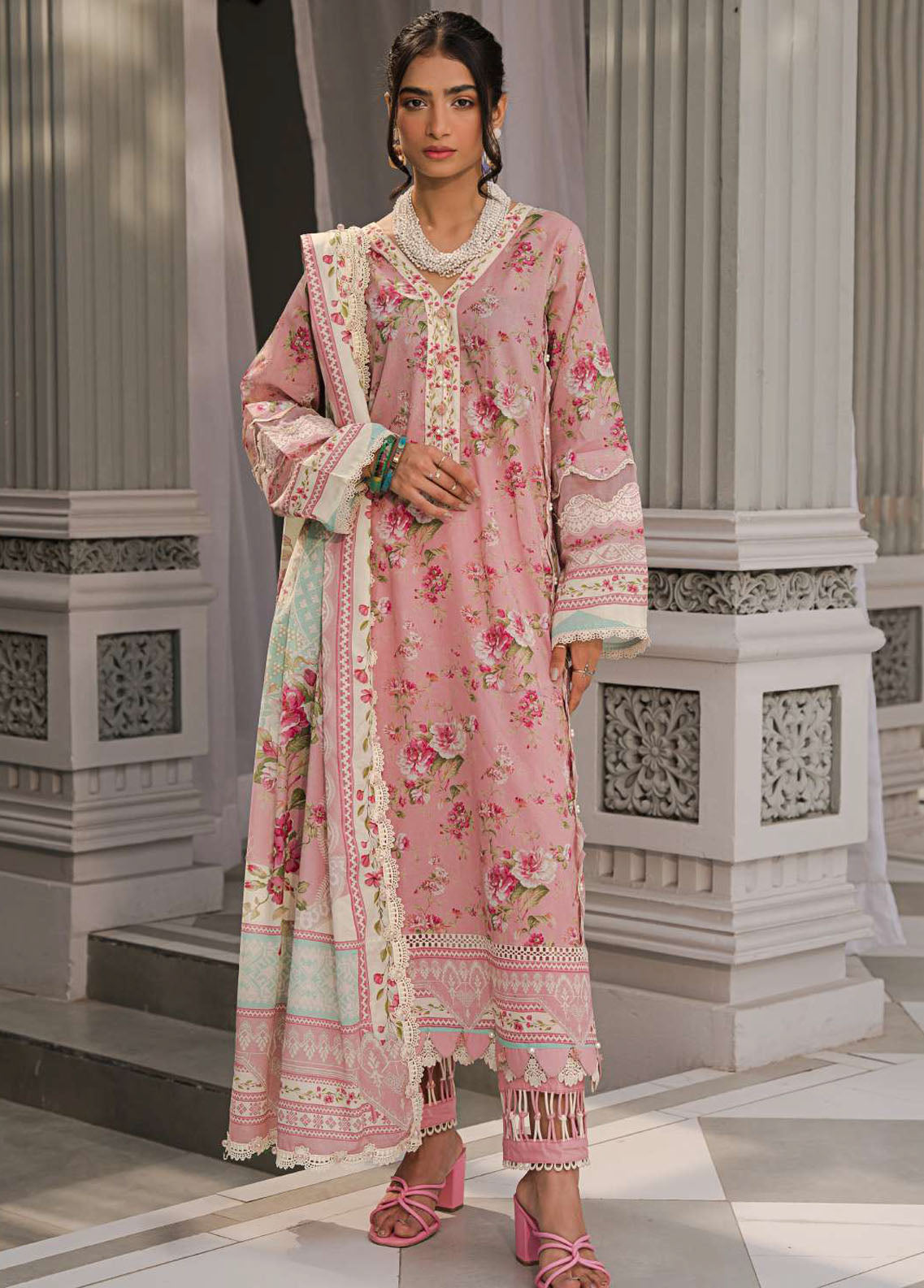 Elaf Embroidered Lawn Suits Unstitched 3 Piece EF23L EPP-07A - Summer Collection