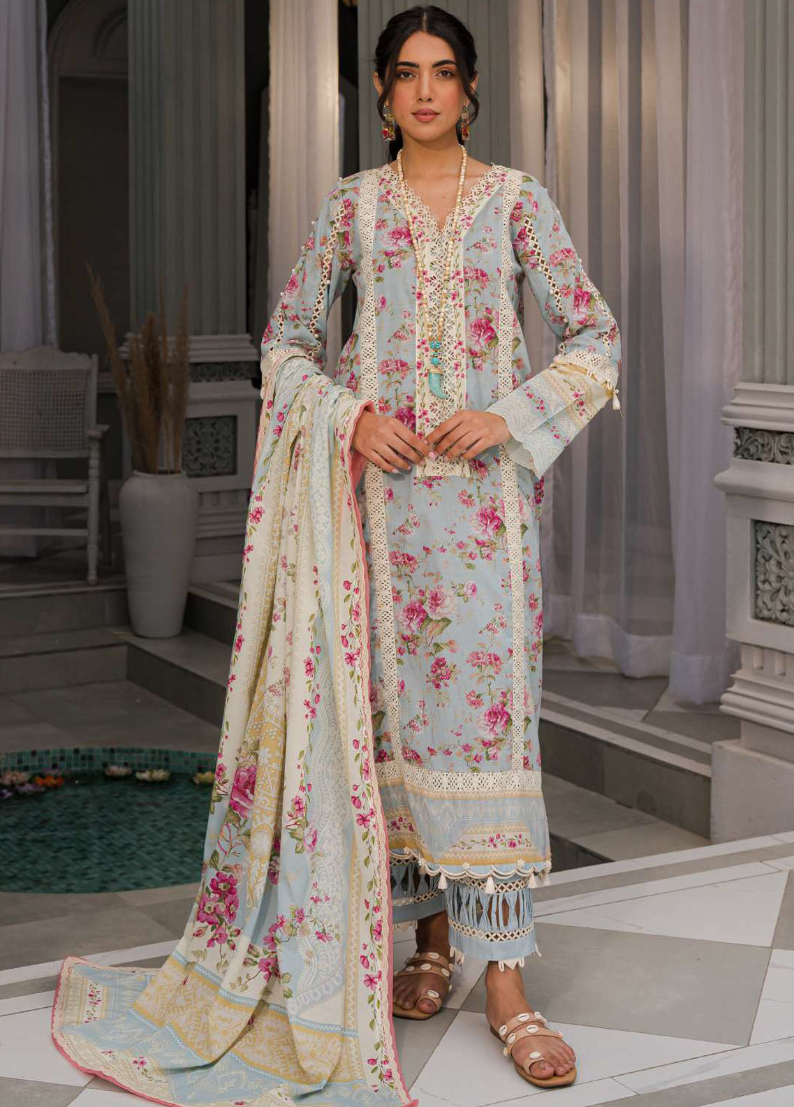 Elaf Embroidered Lawn Suits Unstitched 3 Piece EF23L EPP-07B - Summer Collection