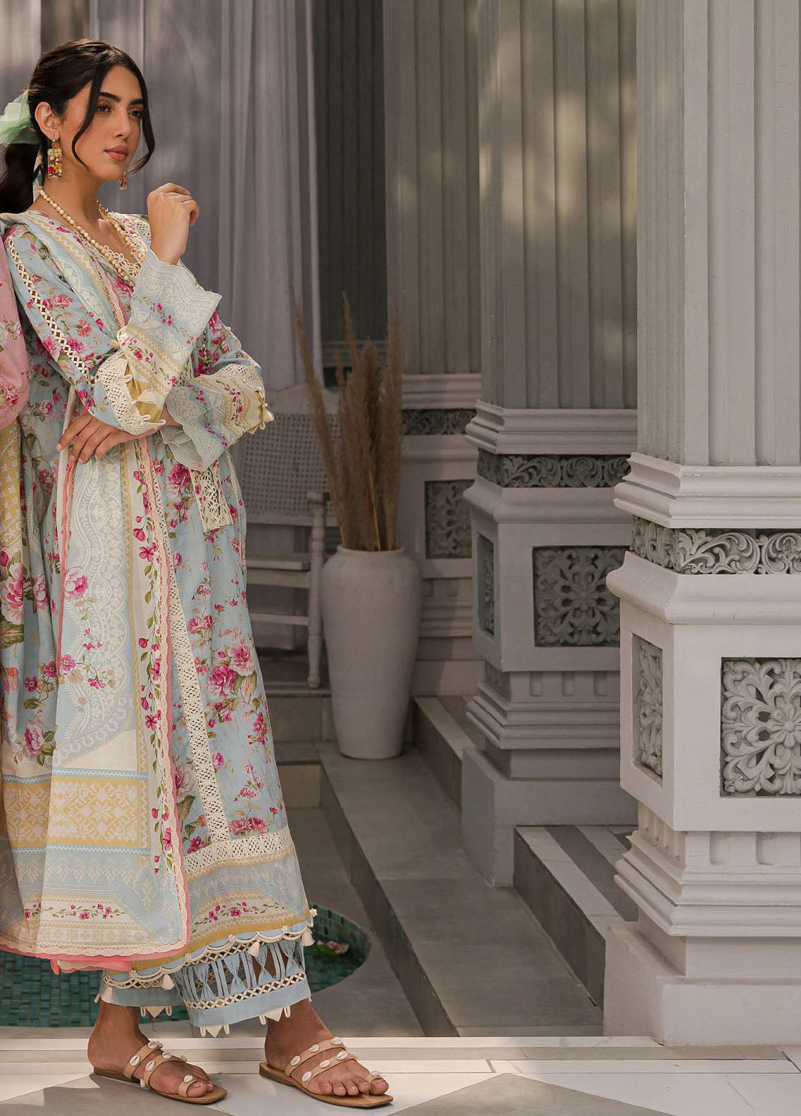 Elaf Embroidered Lawn Suits Unstitched 3 Piece EF23L EPP-07B - Summer Collection