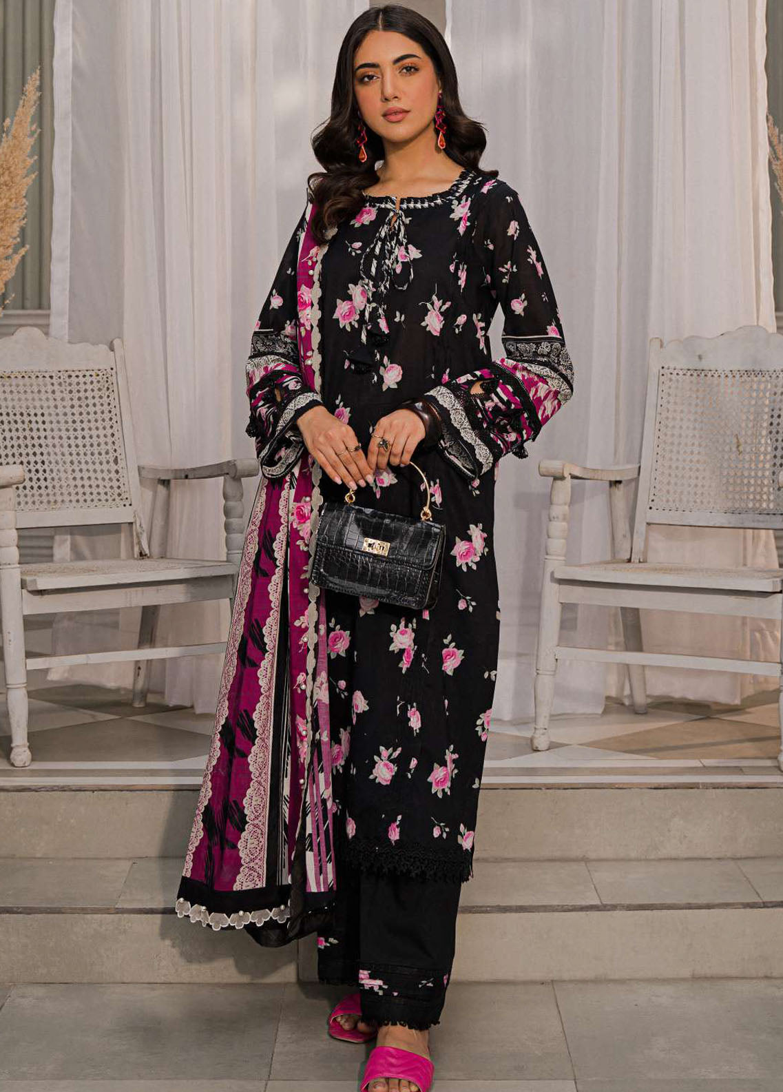 Elaf Embroidered Lawn Suits Unstitched 3 Piece EF23L EPP-08A - Summer Collection