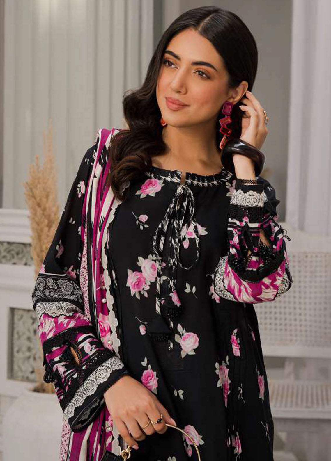 Elaf Embroidered Lawn Suits Unstitched 3 Piece EF23L EPP-08A - Summer Collection
