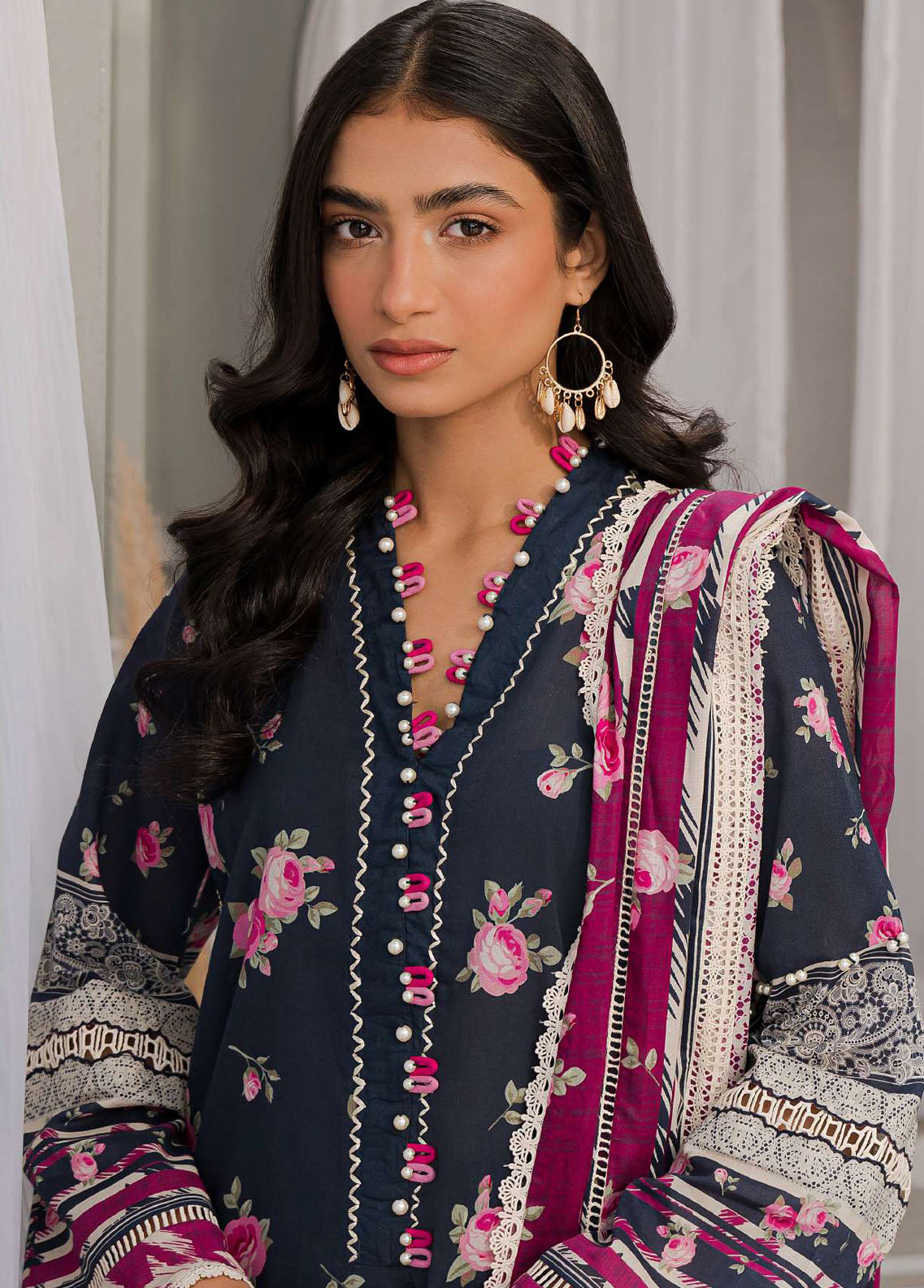 Elaf Embroidered Lawn Suits Unstitched 3 Piece EF23L EPP-08B - Summer Collection