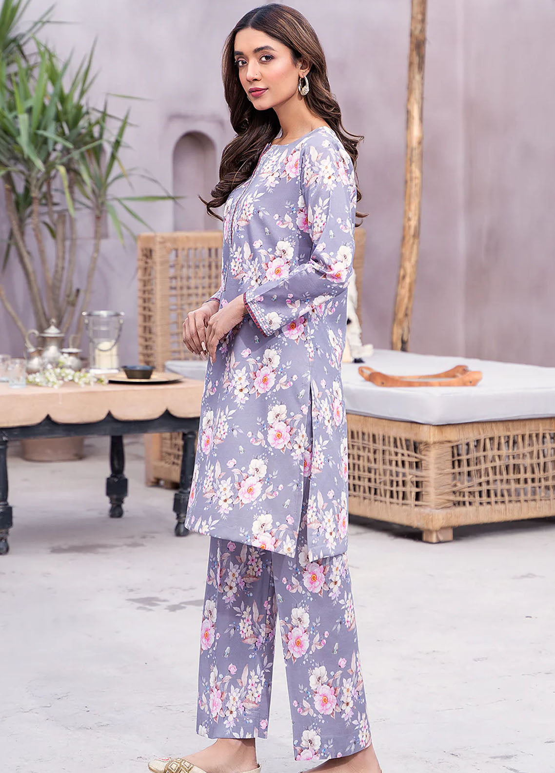 Esra Fashion Casual Pret Printed Lawn 2 Piece Dress HD-23-04