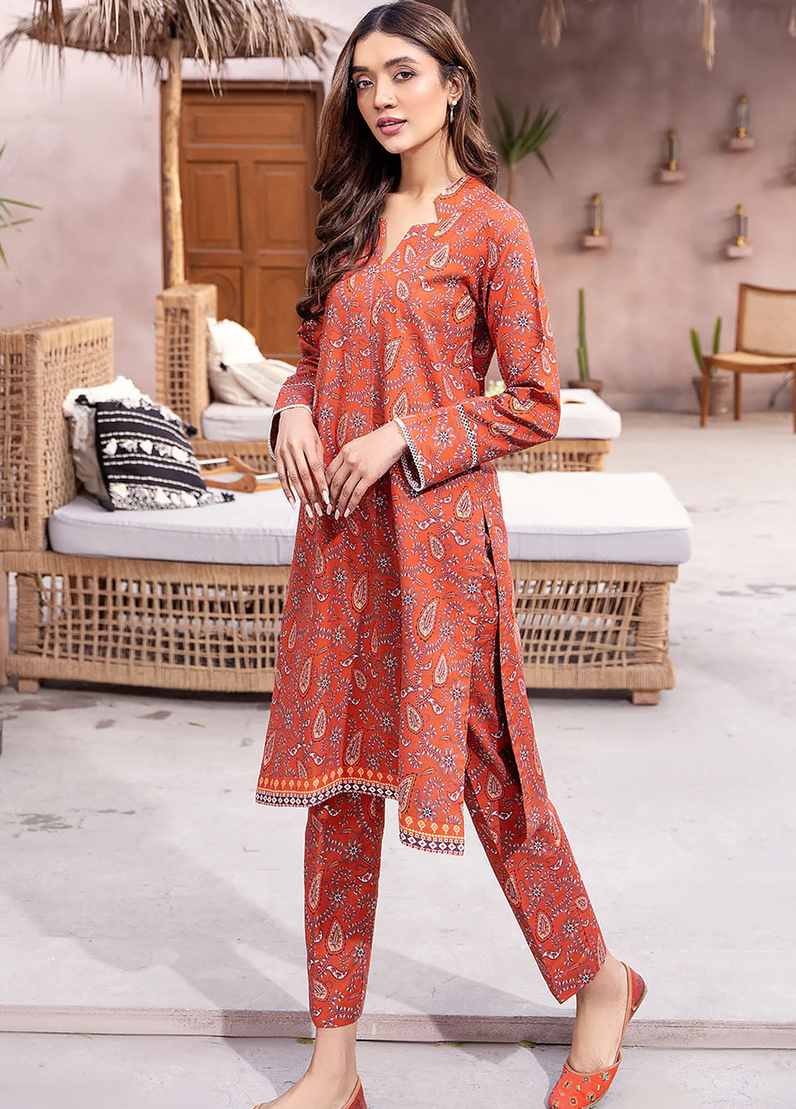 Esra Fashion Casual Pret Printed Lawn 2 Piece Dress HD-23-10