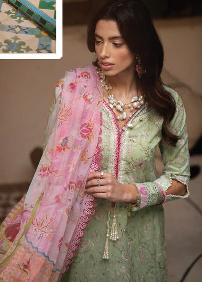 Farah Talib Aziz Kesh Luxury Lawn Unstitched Collection 2023 FTA-01 Mint Debbagh