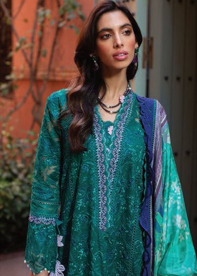 Farah Talib Aziz Kesh Luxury Lawn Unstitched Collection 2023 FTA-05 Atlas Emerald