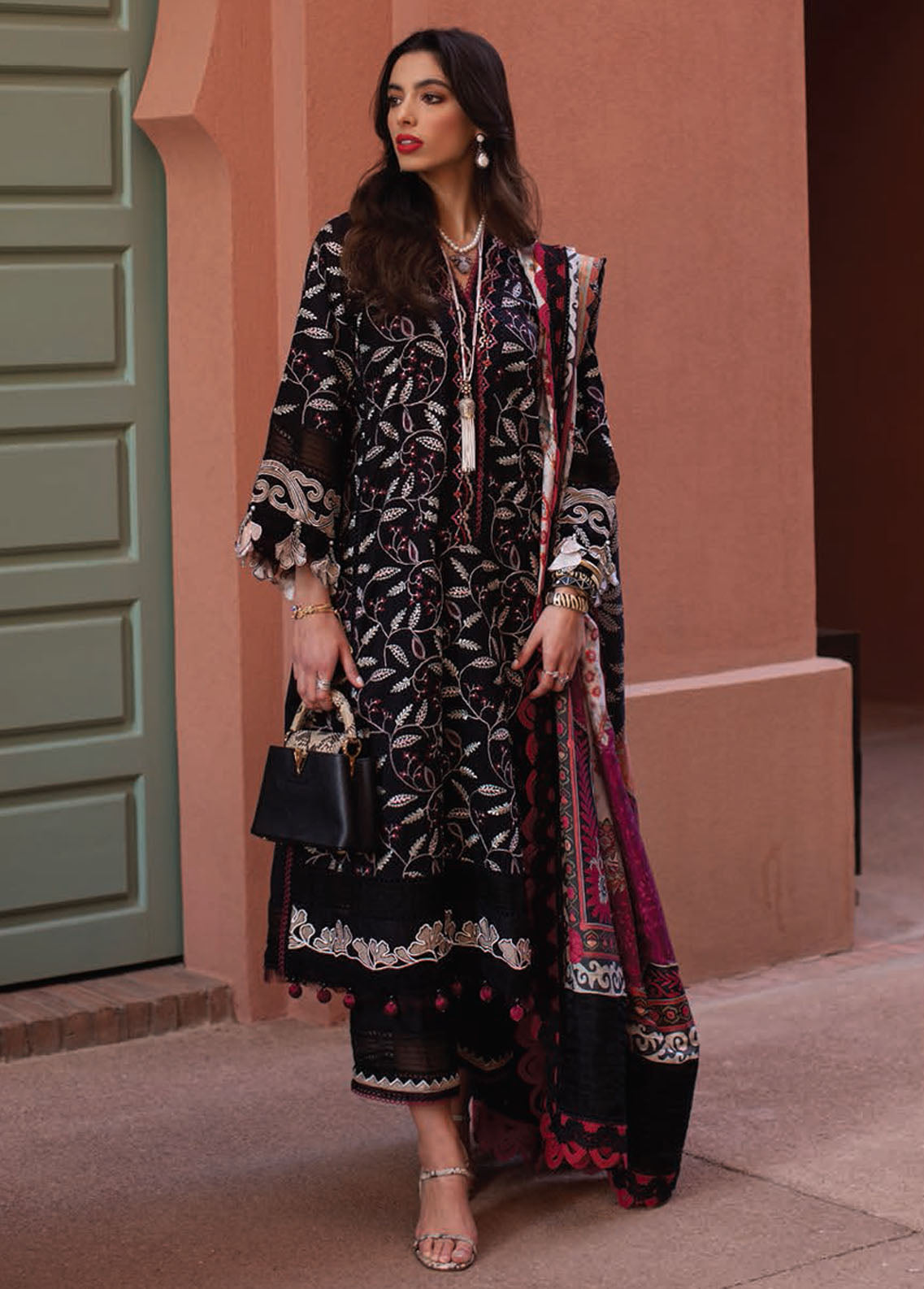 Farah Talib Aziz Kesh Luxury Lawn Unstitched Collection 2023 FTA-08 Noir Souq