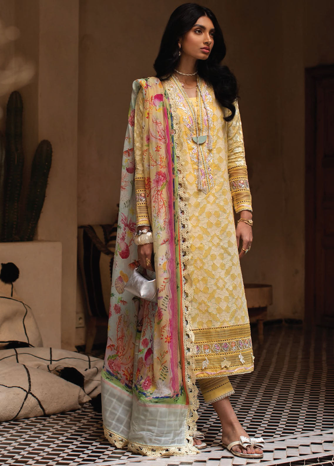 Farah Talib Aziz Kesh Luxury Lawn Unstitched Collection 2023 FTA-12 Bahia Sun