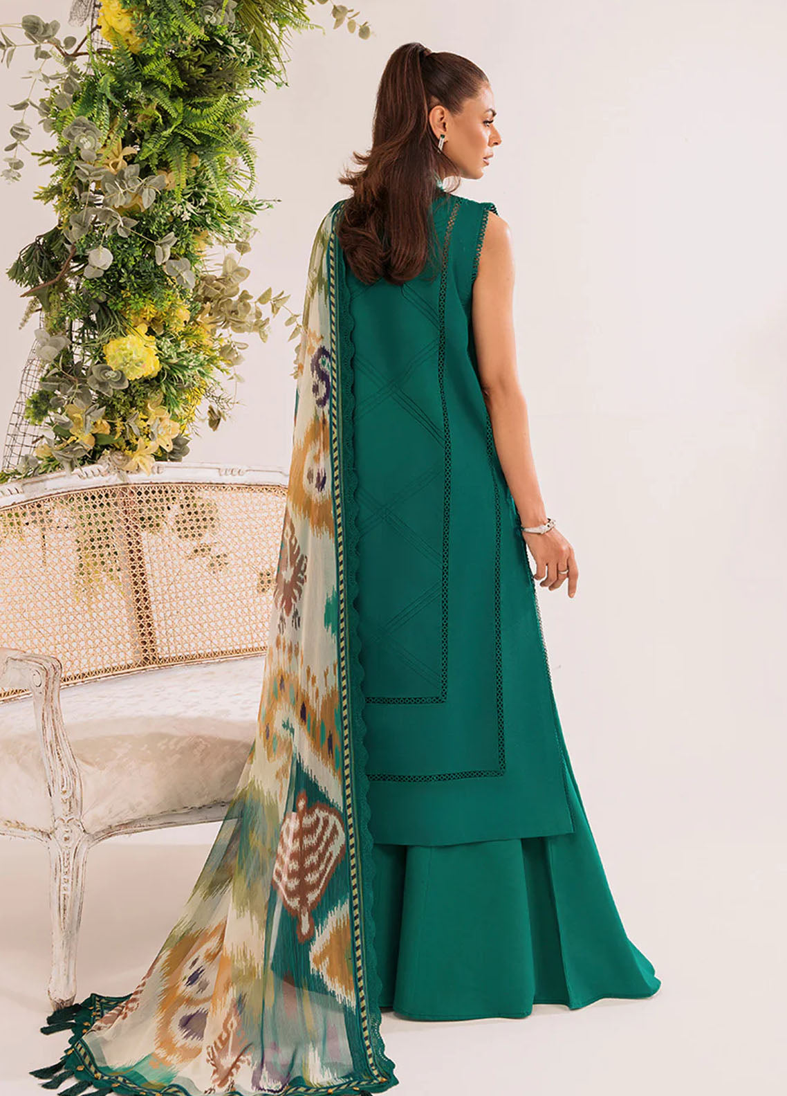 French Garden By Faixa Faixal Unstitched Eid Collection 2023 Emerald Dream