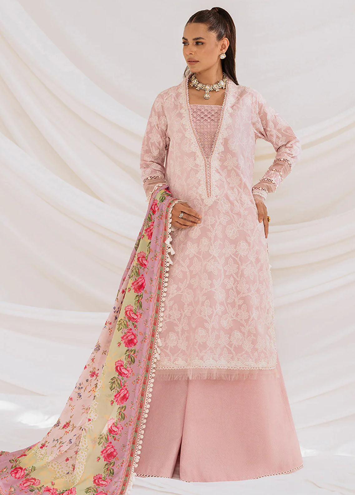 French Garden By Faixa Faixal Unstitched Eid Collection 2023 Rosy Bloom