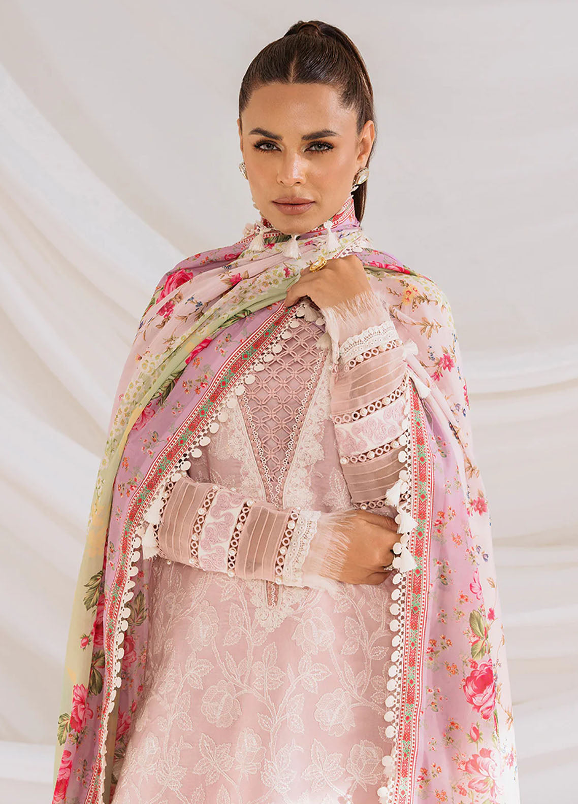 French Garden By Faixa Faixal Unstitched Eid Collection 2023 Rosy Bloom