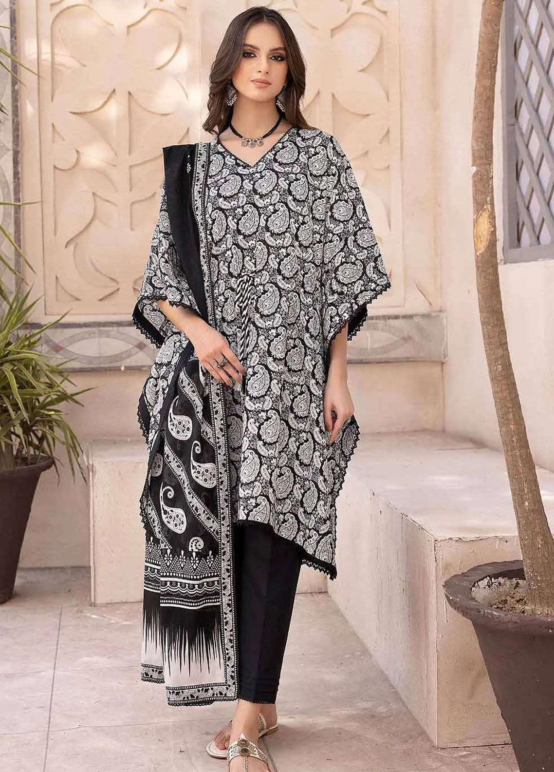 Gul Ahmed Black & White Unstitched Lawn Collection 2023 B-32027