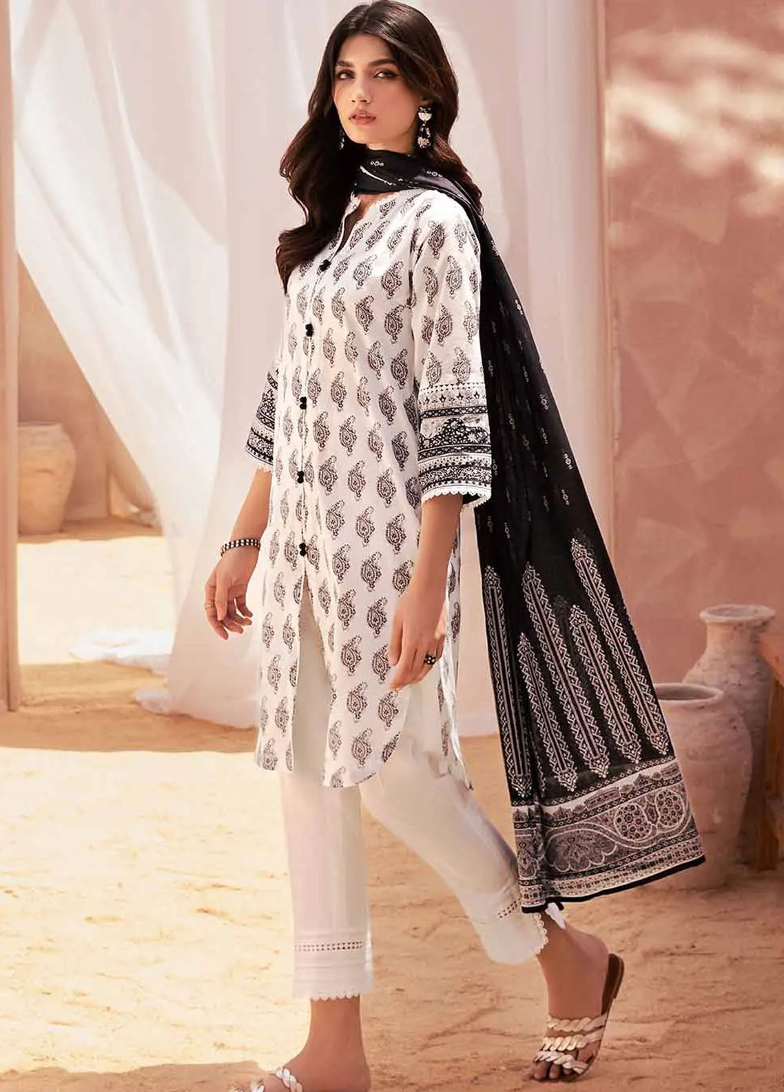 Gul Ahmed Black & White Unstitched Lawn Collection 2023 B-32028