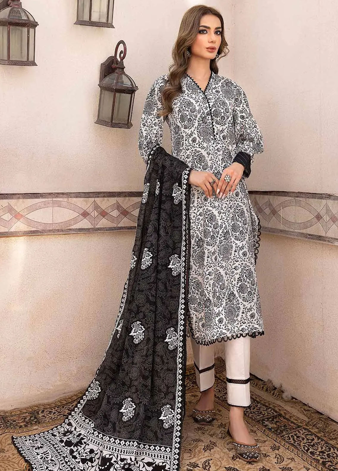 Gul Ahmed Black & White Unstitched Lawn Collection 2023 B-32031