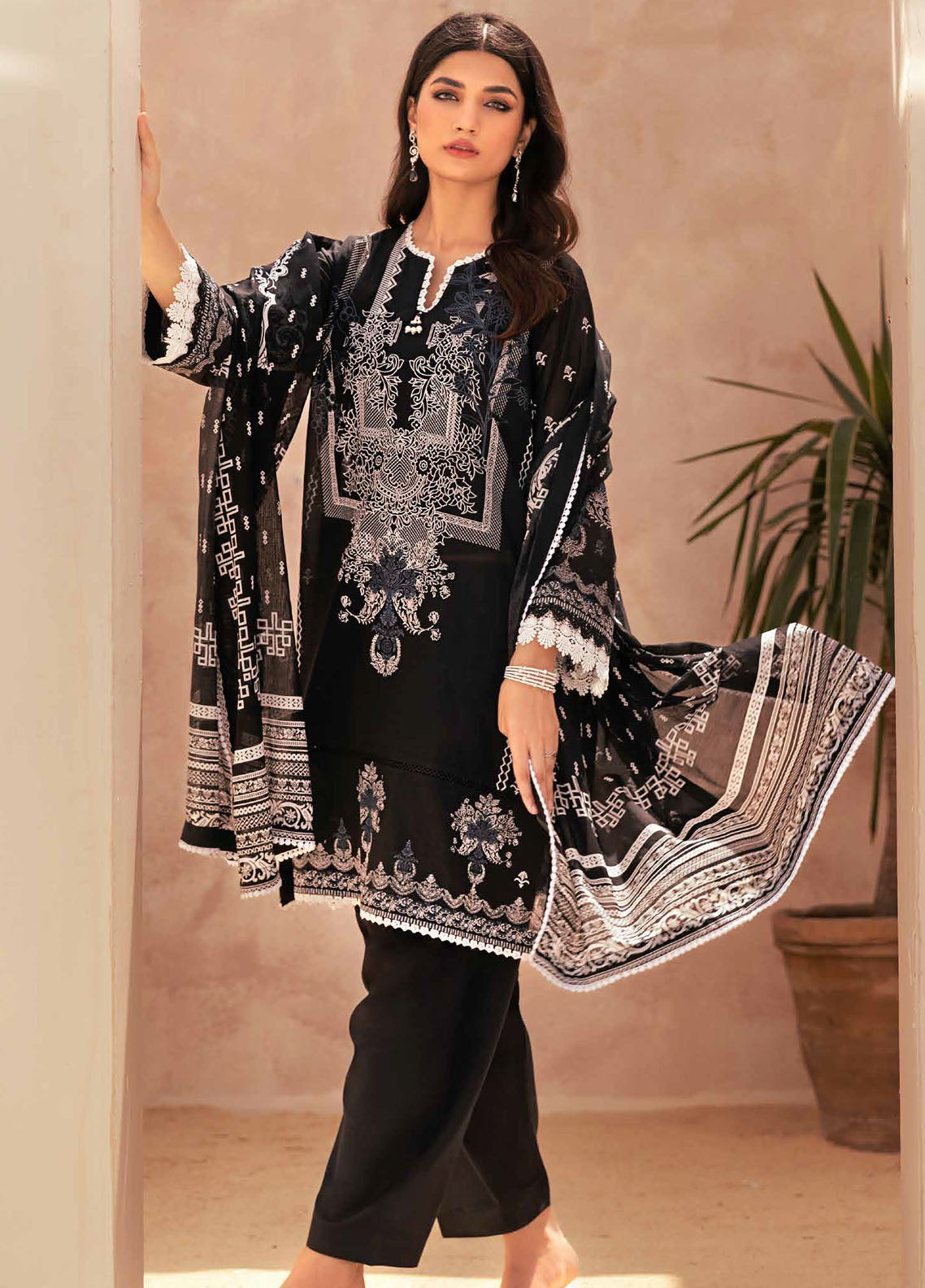 Gul Ahmed Black & White Unstitched Lawn Collection 2023 B-32039