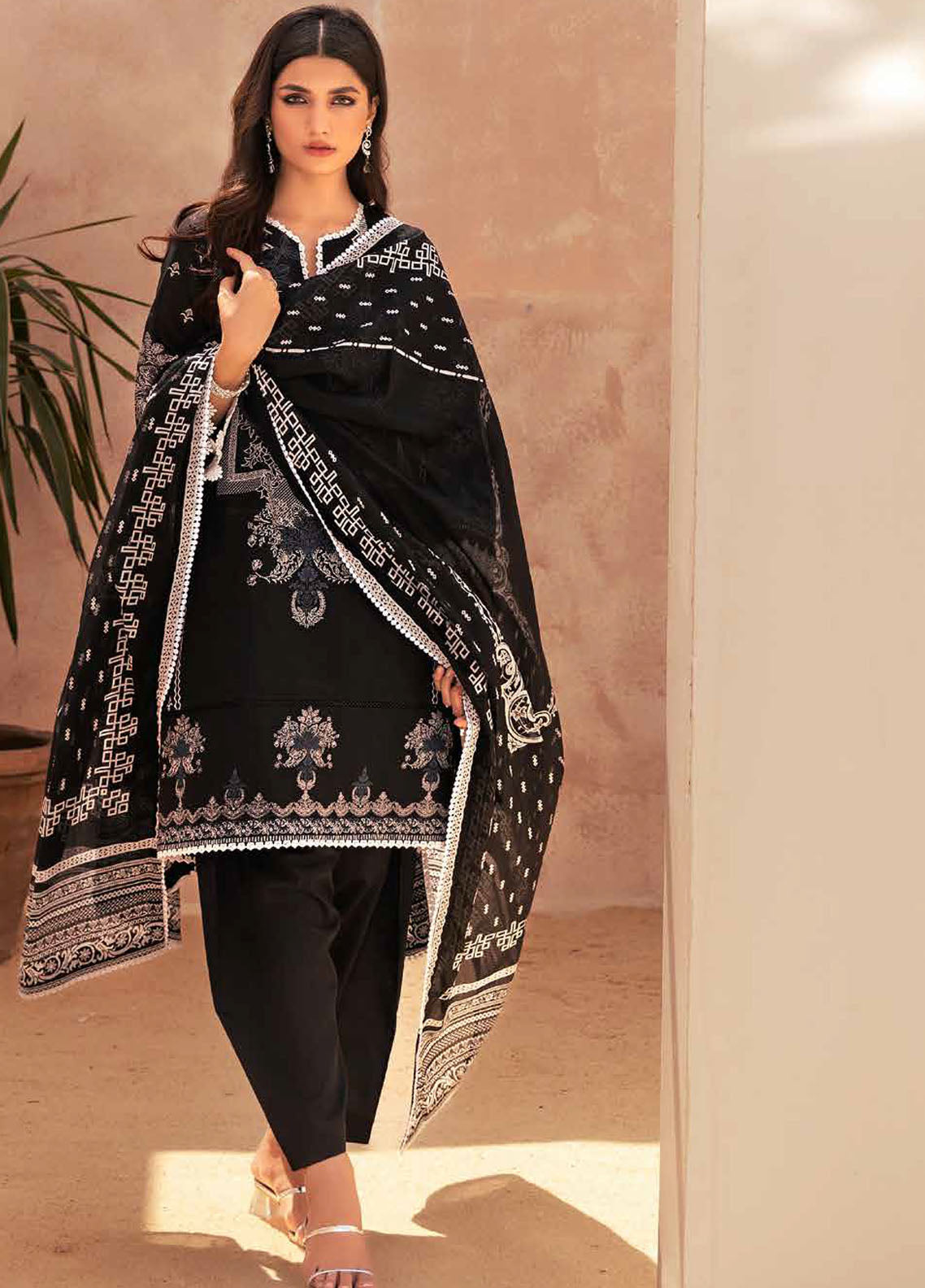 Gul Ahmed Black & White Unstitched Lawn Collection 2023 B-32039