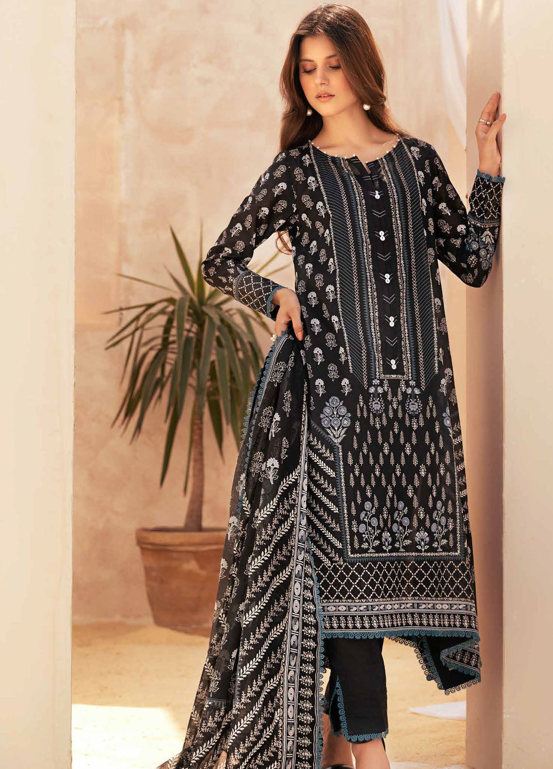 Gul Ahmed Black & White Unstitched Lawn Collection 2023 B-32040