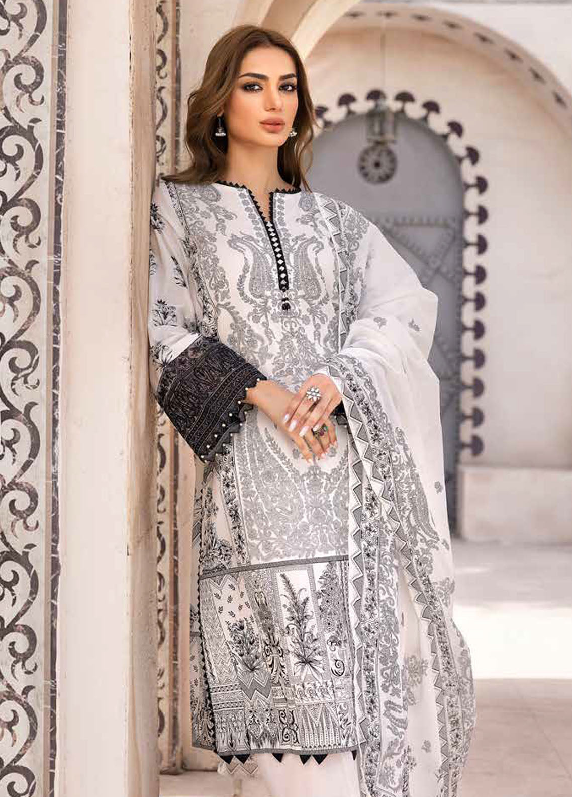 Gul Ahmed Black & White Unstitched Lawn Collection 2023 B-32034