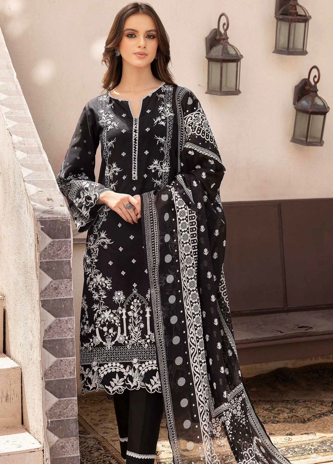 Gul Ahmed Black & White Unstitched Lawn Collection 2023 B-32036