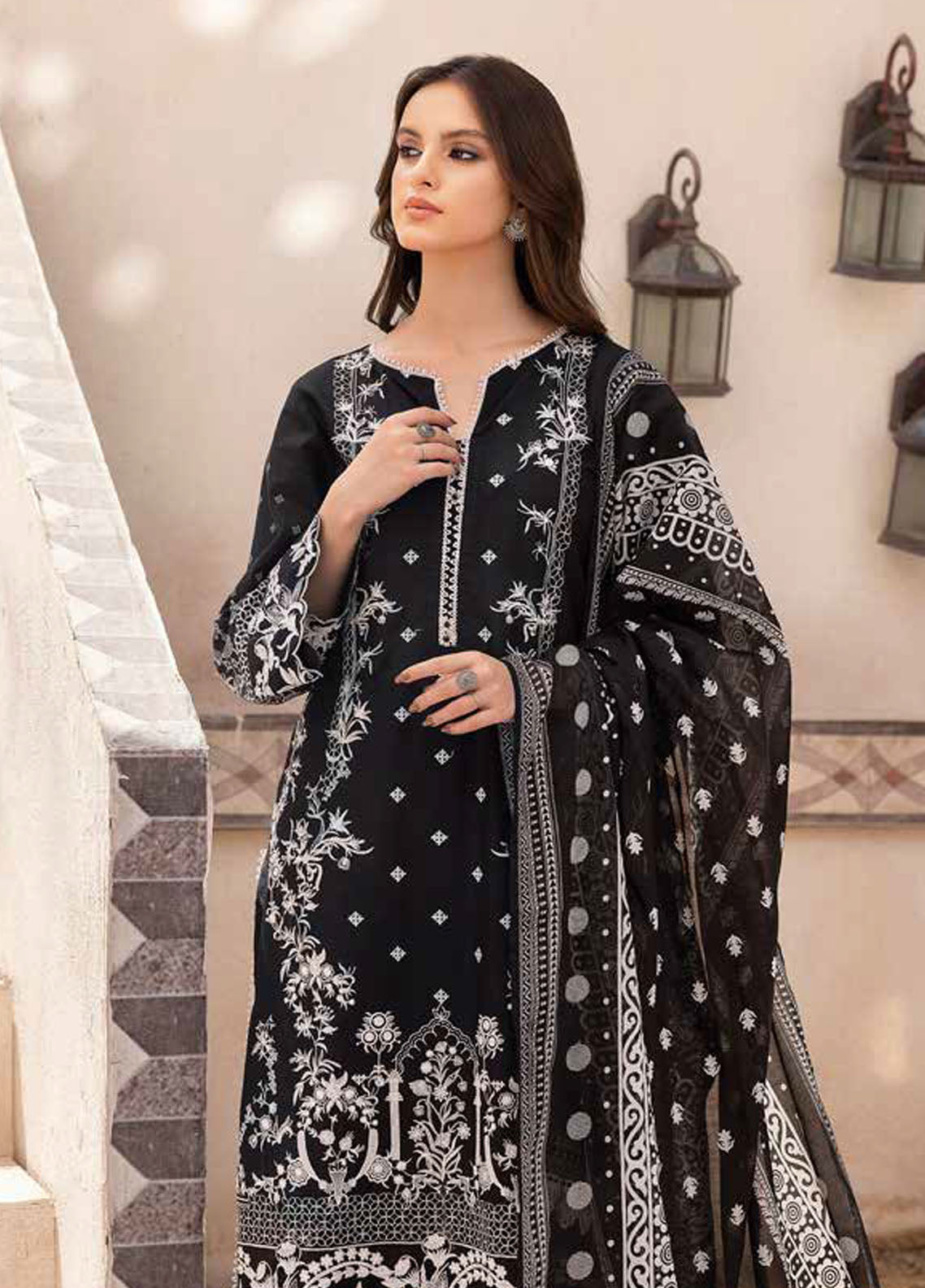 Gul Ahmed Black & White Unstitched Lawn Collection 2023 B-32036