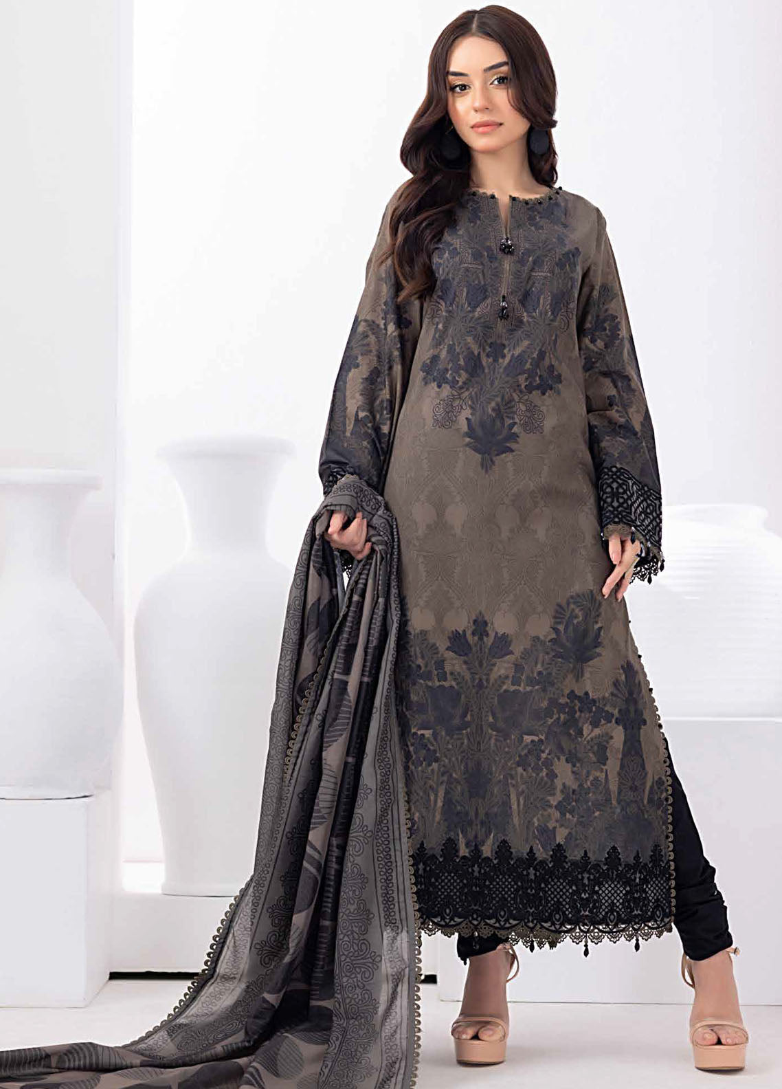 Gul Ahmed Black & White Unstitched Lawn Collection 2023 PC-32002