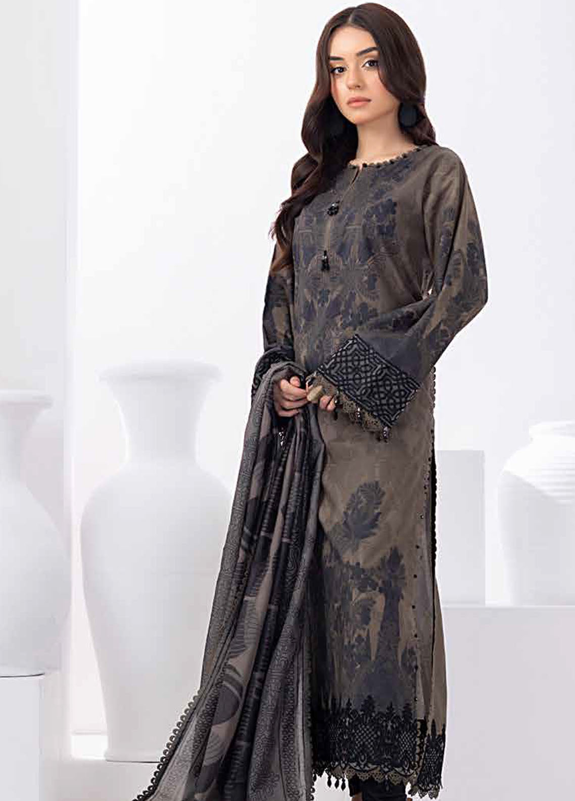 Gul Ahmed Black & White Unstitched Lawn Collection 2023 PC-32002