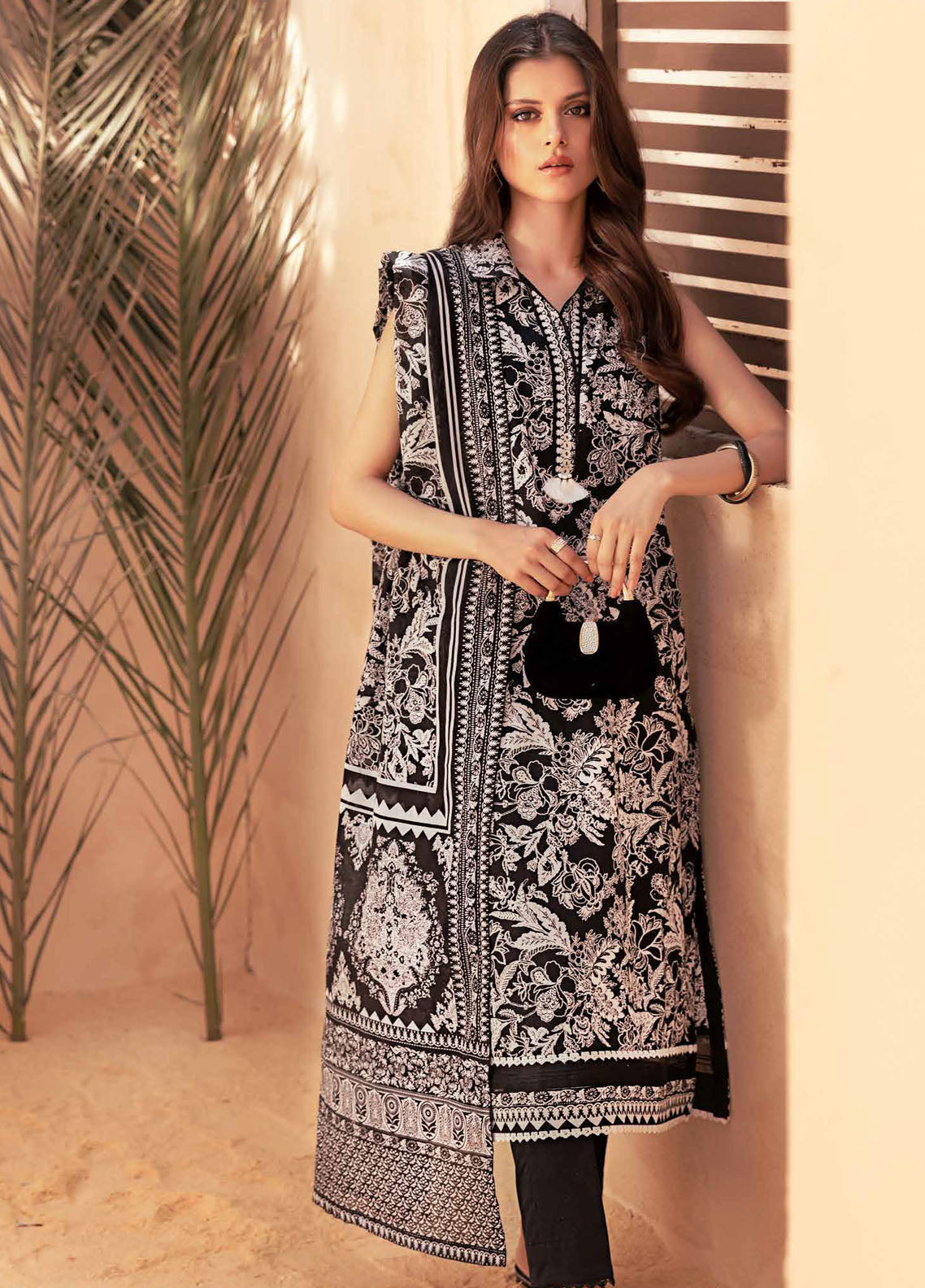 Gul Ahmed Black & White Unstitched Lawn Collection 2023 BT-32004