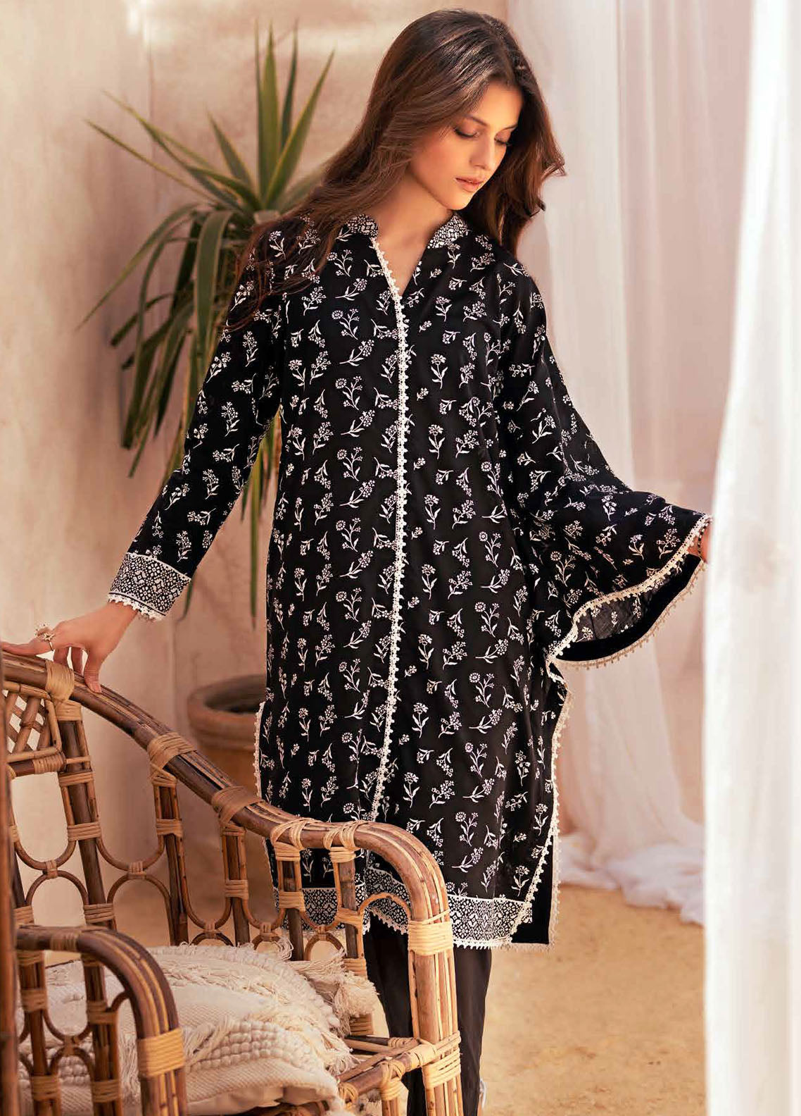 Gul Ahmed Black & White Unstitched Lawn Collection 2023 BT-32007