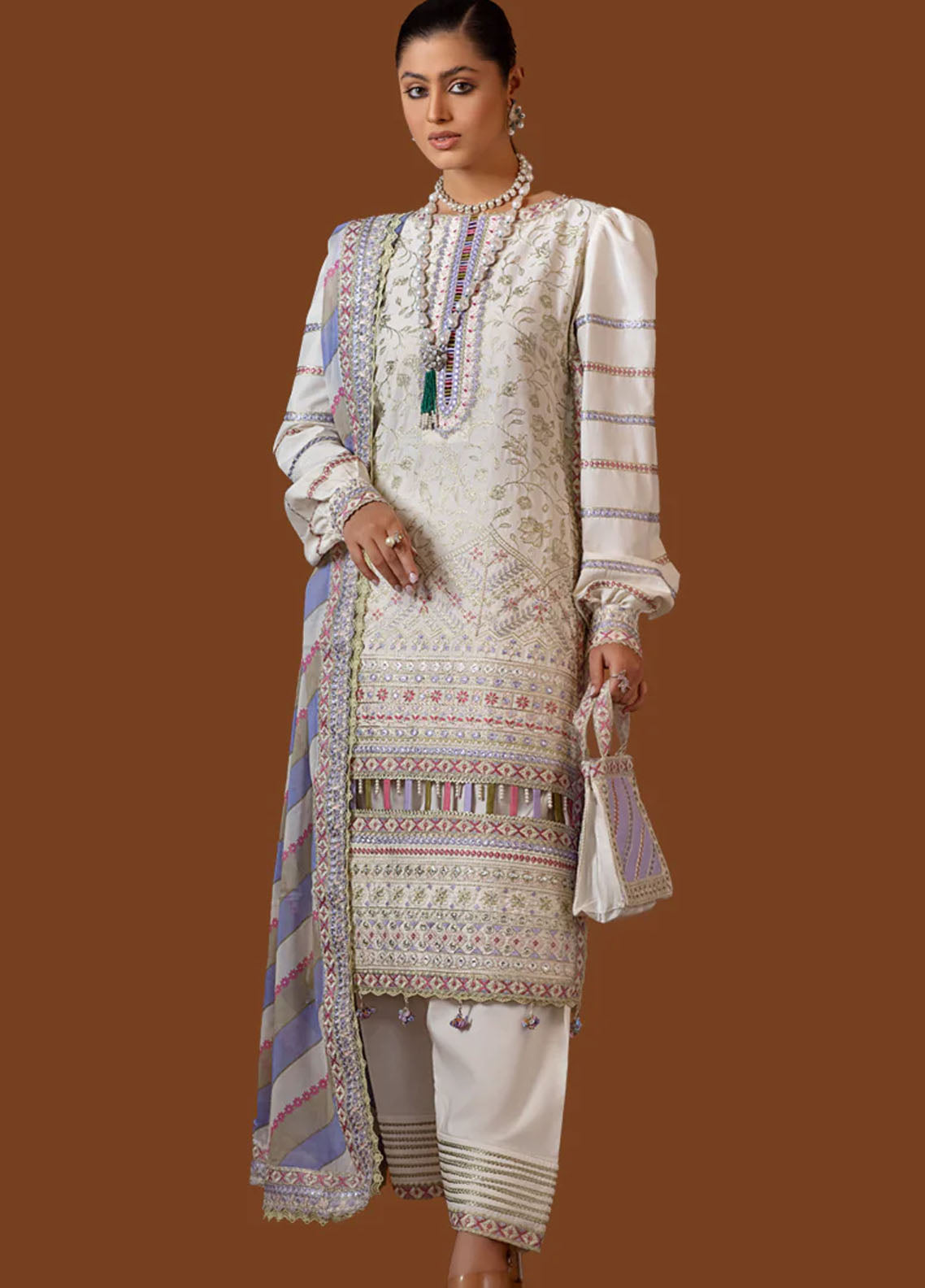 Gul Posh By Neelos Unstitched Lawn Collection 2023 Ivory