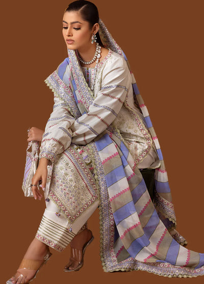 Gul Posh By Neelos Unstitched Lawn Collection 2023 Ivory