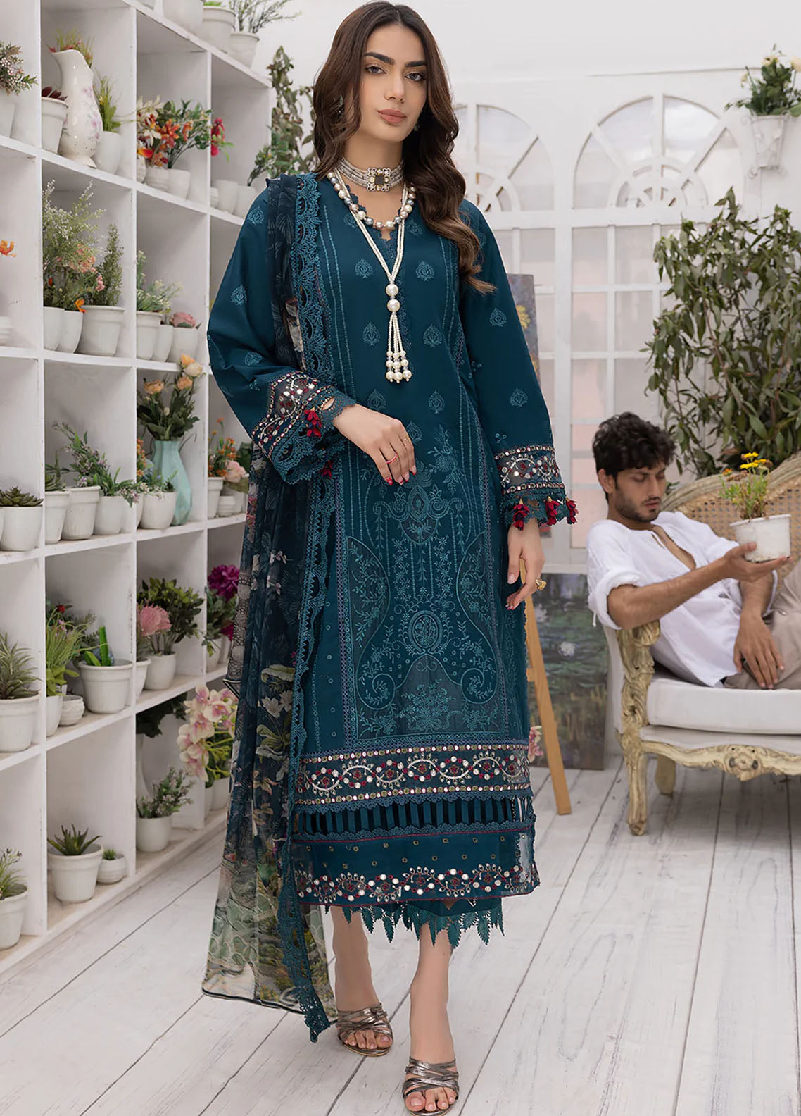 Hazel By Izel Unstitched Luxury Lawn Collection 2023 HLLC-06 Peacock