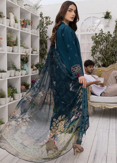 Hazel By Izel Unstitched Luxury Lawn Collection 2023 HLLC-06 Peacock