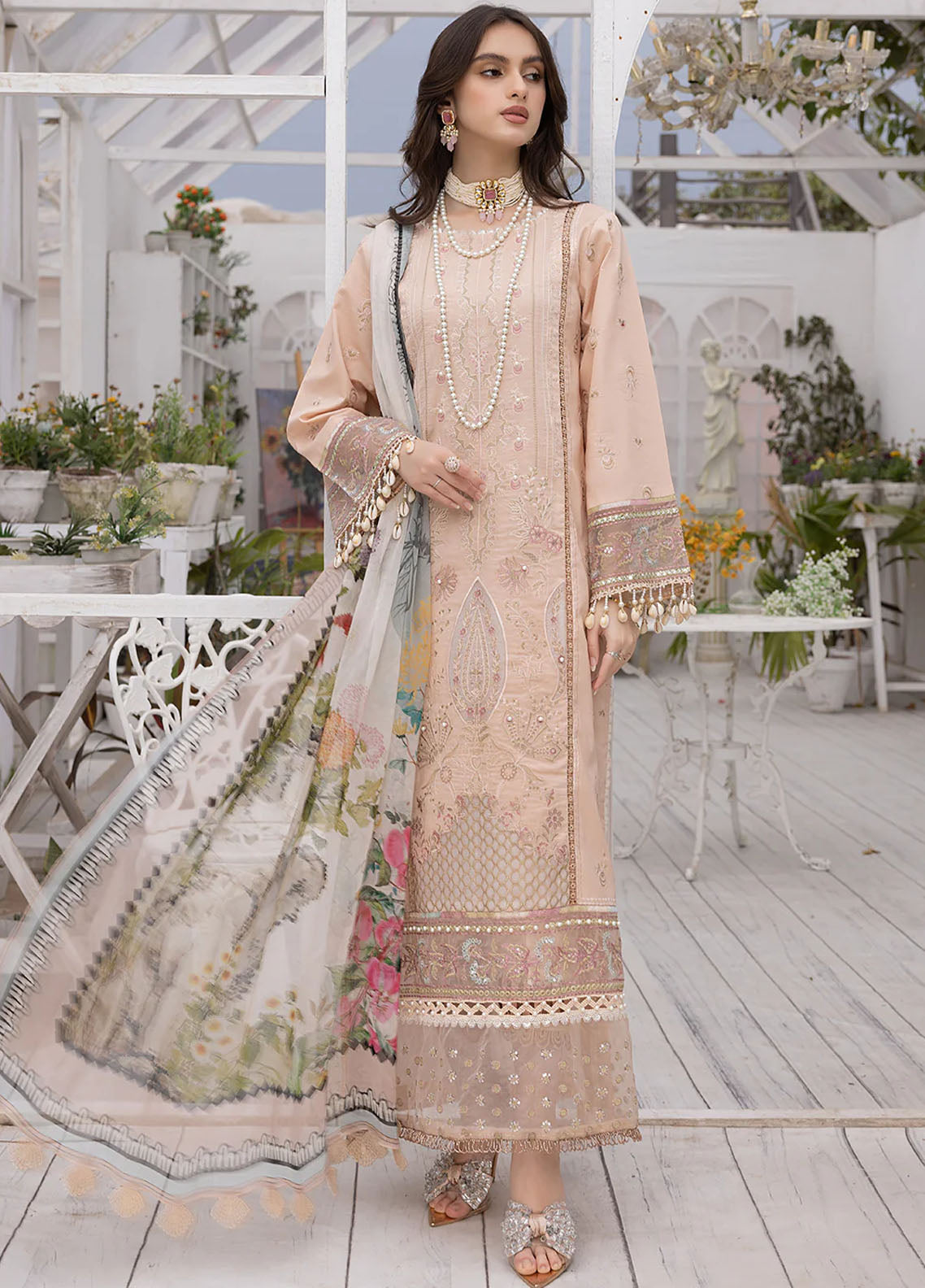 Hazel By Izel Unstitched Luxury Lawn Collection 2023 HLLC-07 Sepia