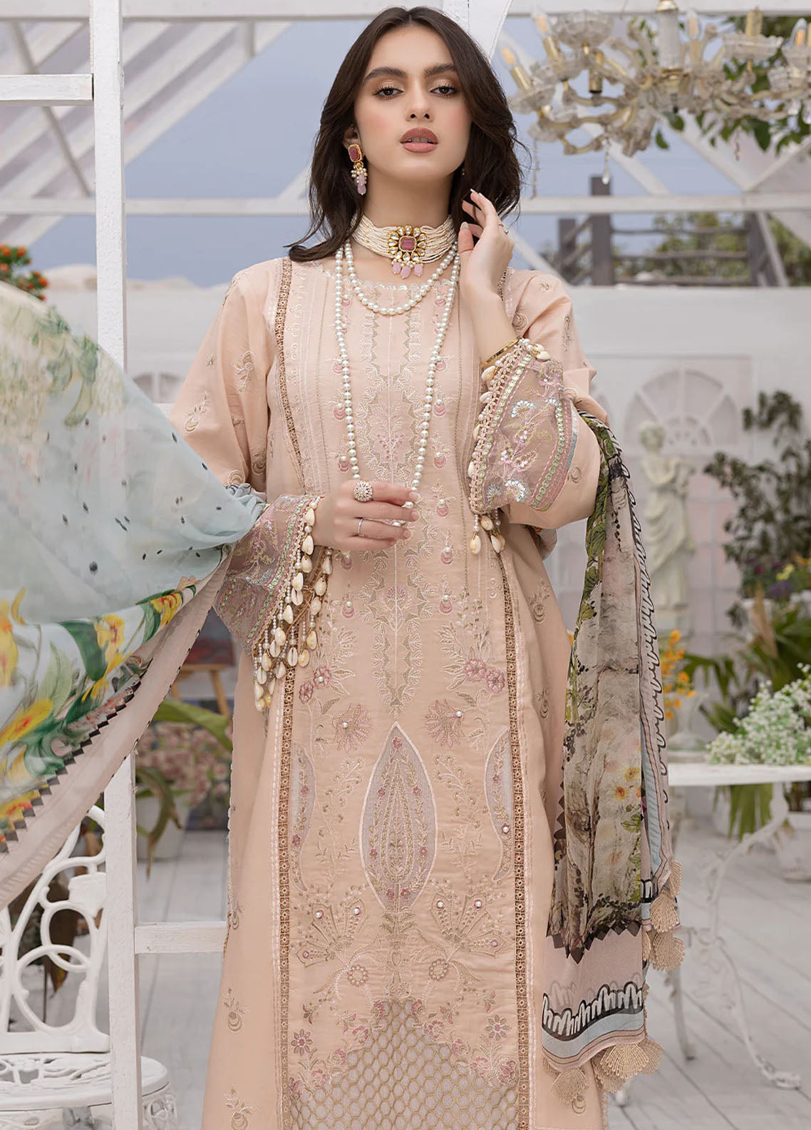 Hazel By Izel Unstitched Luxury Lawn Collection 2023 HLLC-07 Sepia