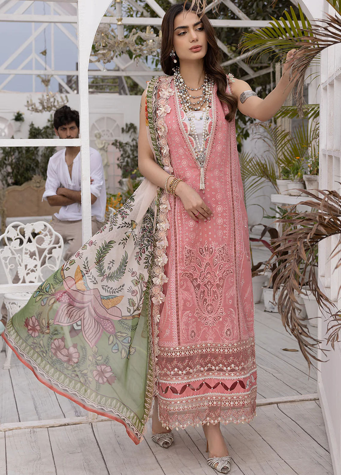 Hazel By Izel Unstitched Luxury Lawn Collection 2023 HLLC-10 Flamingo