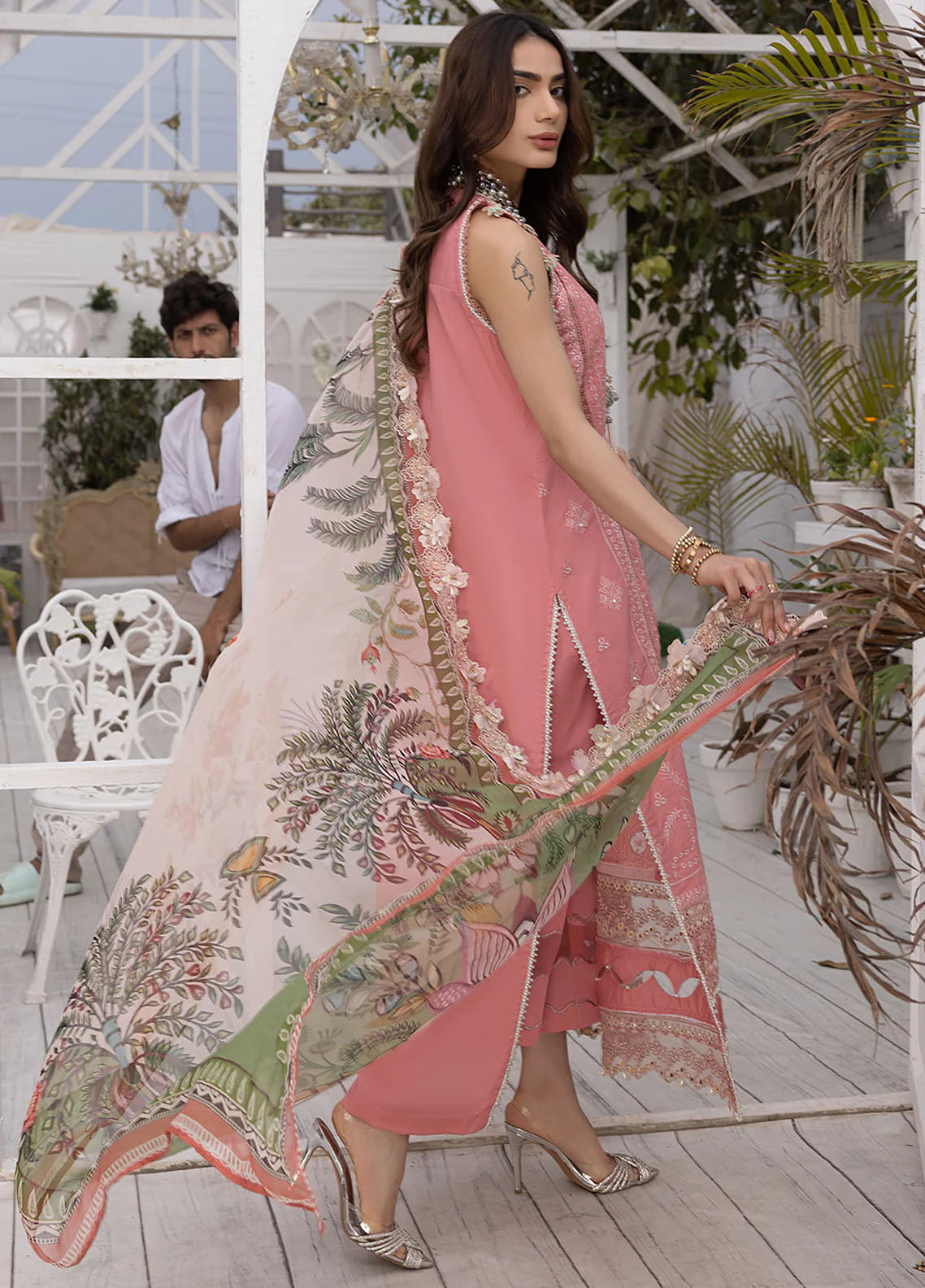 Hazel By Izel Unstitched Luxury Lawn Collection 2023 HLLC-10 Flamingo