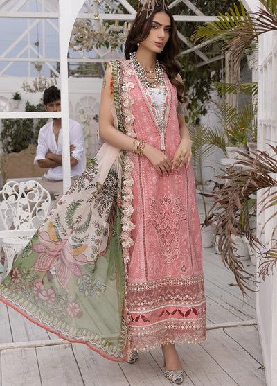 Hazel By Izel Unstitched Luxury Lawn Collection 2023 HLLC-10 Flamingo