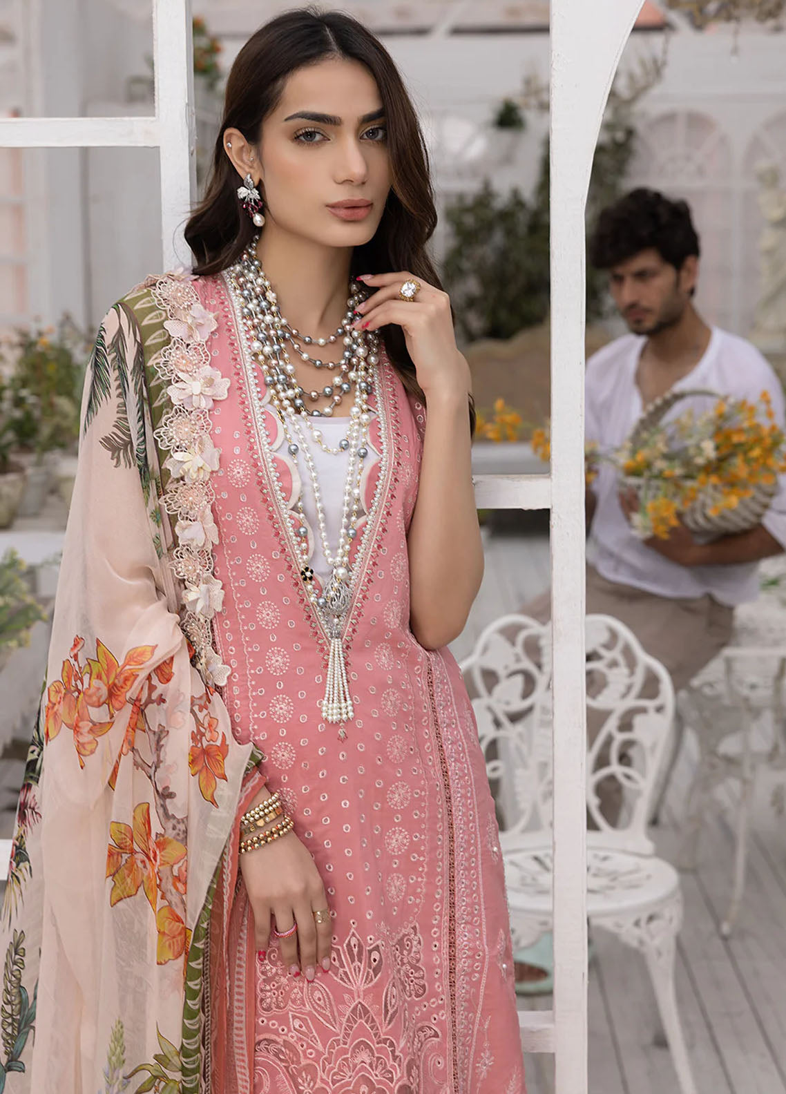 Hazel By Izel Unstitched Luxury Lawn Collection 2023 HLLC-10 Flamingo