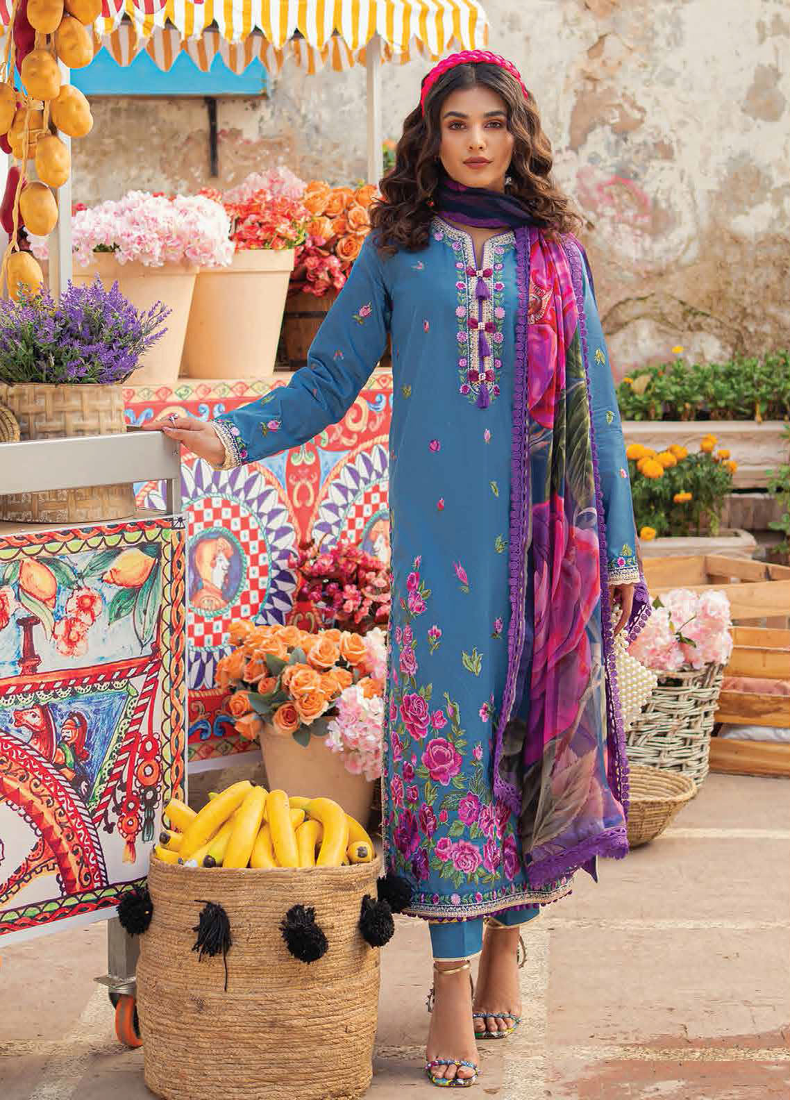 Hemline by Mushq Embroidered Lawn Suits Unstitched 3 Piece MQ23HMS HML23-1A MILANA - Spring / Summer Collection