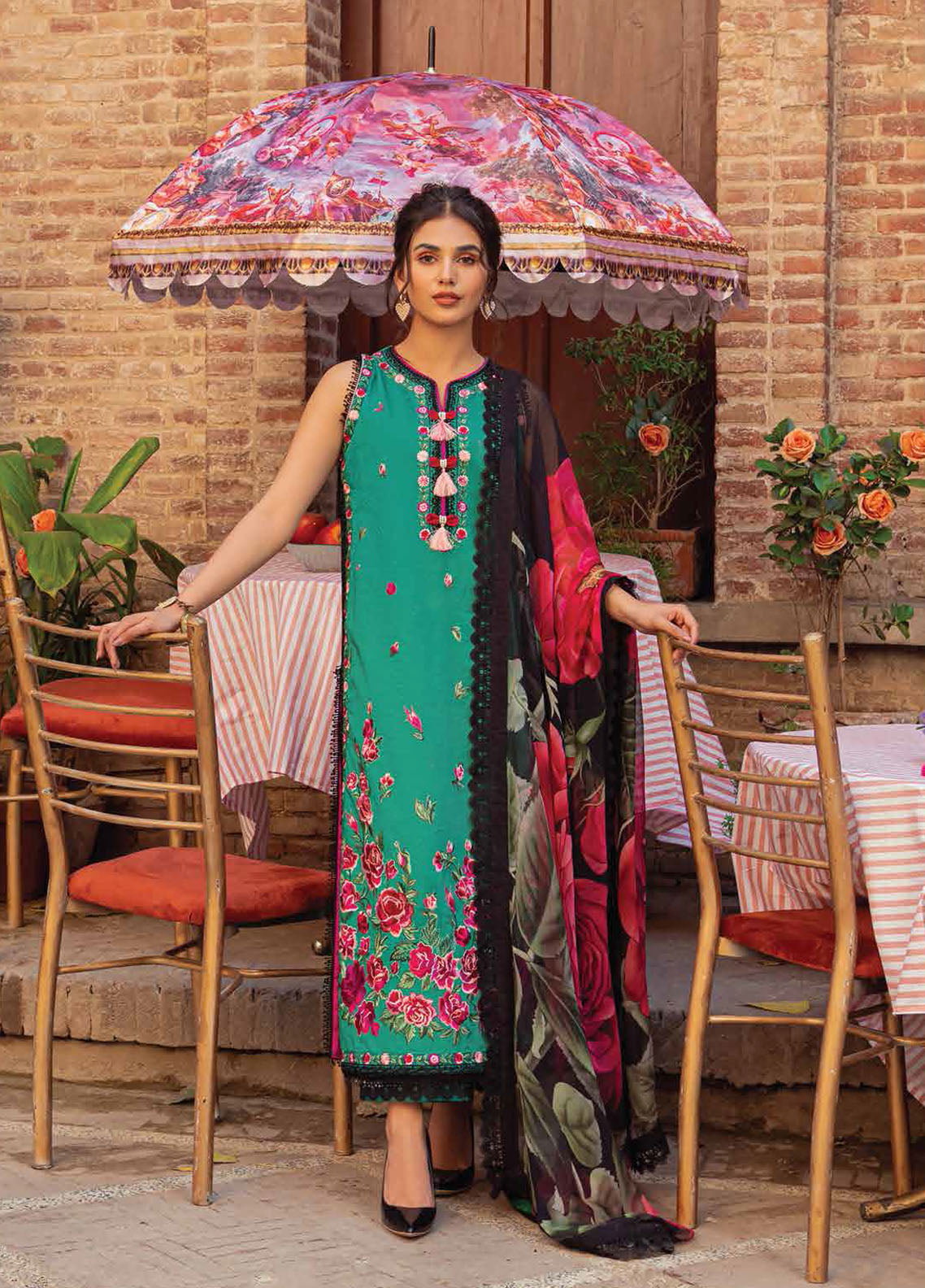 Hemline by Mushq Embroidered Lawn Suits Unstitched 3 Piece MQ23HMS HML23-1B RINA - Spring / Summer Collection