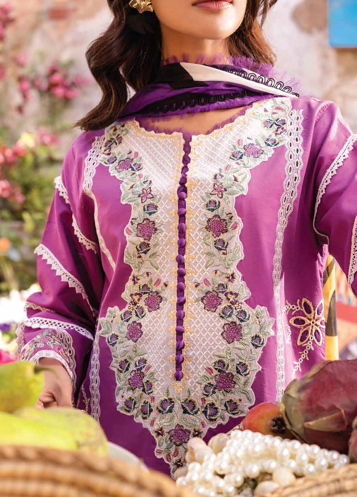 Hemline by Mushq Embroidered Lawn Suits Unstitched 3 Piece MQ23HMS HML23-2A ANGELICA - Spring / Summer Collection