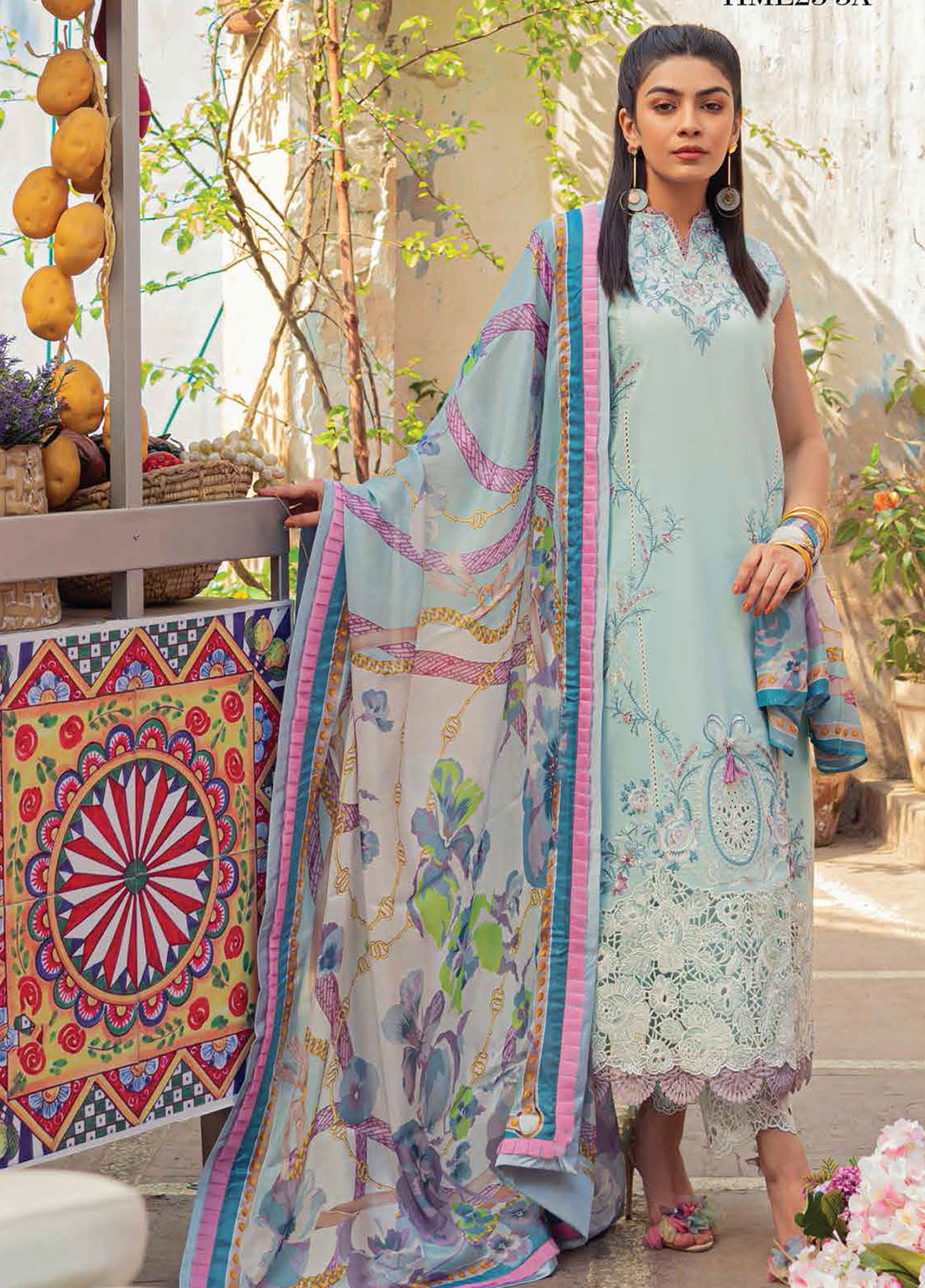 Hemline by Mushq Embroidered Lawn Suits Unstitched 3 Piece MQ23HMS HML23-3A SERENA - Spring / Summer Collection